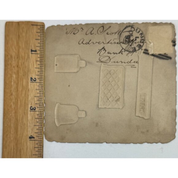 Antique 1892 Christmas Sentiment Postcard With Embossed Glue Gum Dye Humor - Picture 3 of 14